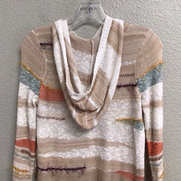 SPARROW ANTHROPOLOGIE Cardigan Sweater Hoodie Size Small Beige Print - Picture 6 of 10